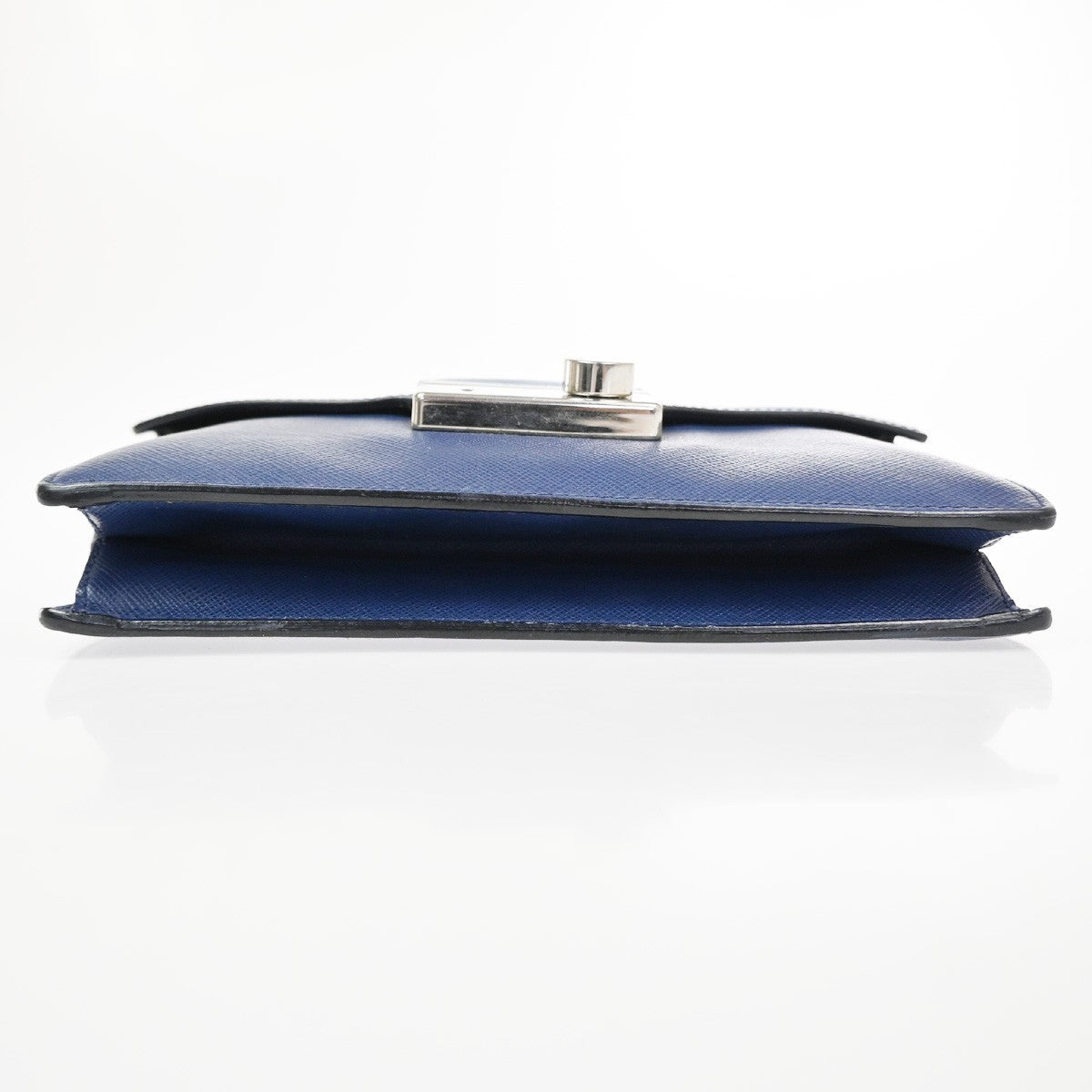 PRADA Logo Lux Sound Small Shoulder Bag Saffiano Leather Blue SHW 86TA668