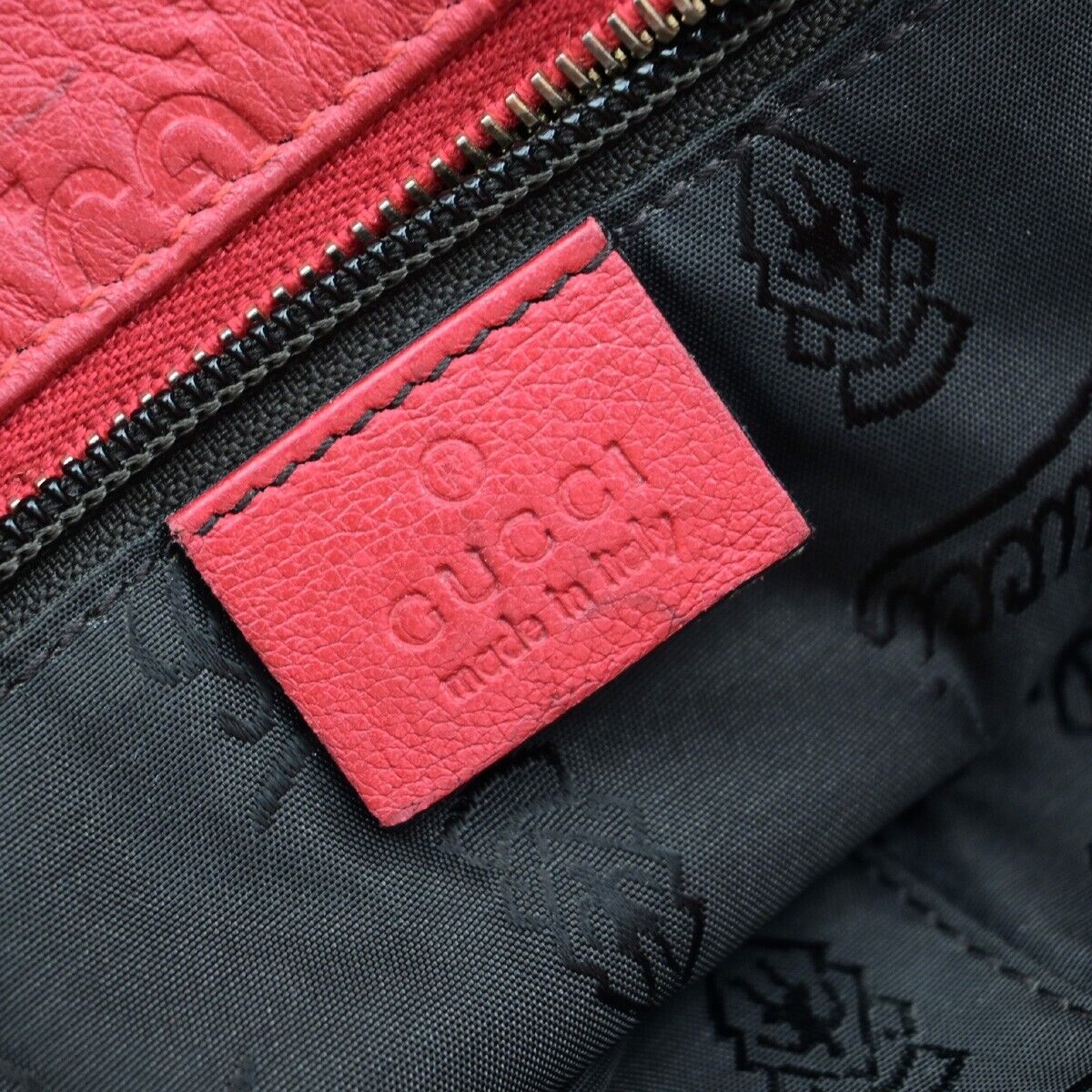 GUCCI Logo Guccissima GG Pattern Shoulder Tote  Bag Leather Red GHW 87ED994