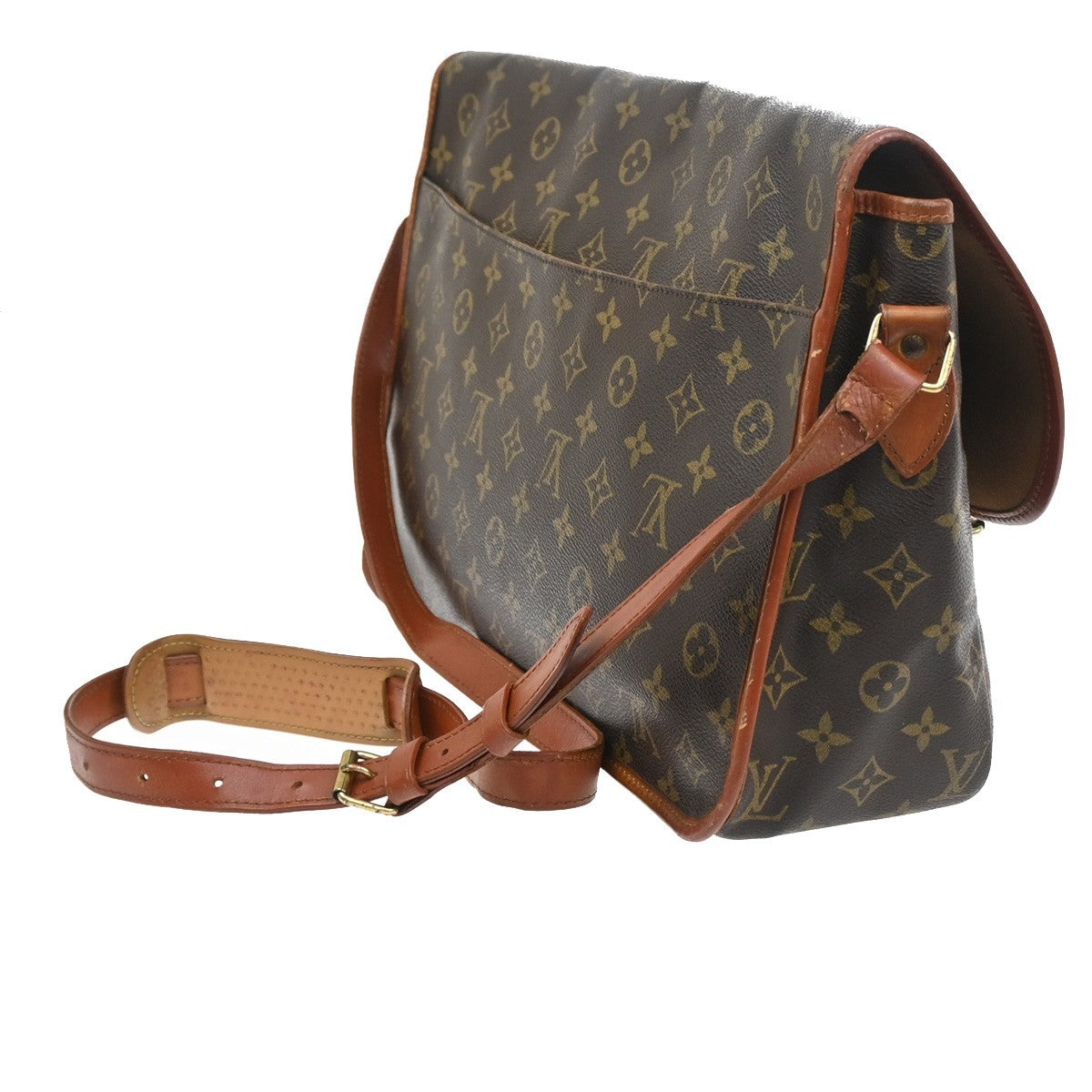 LOUIS VUITTON Gibeciere MM Shoulder Bag Monogram Leather Brown M42247 66SA102