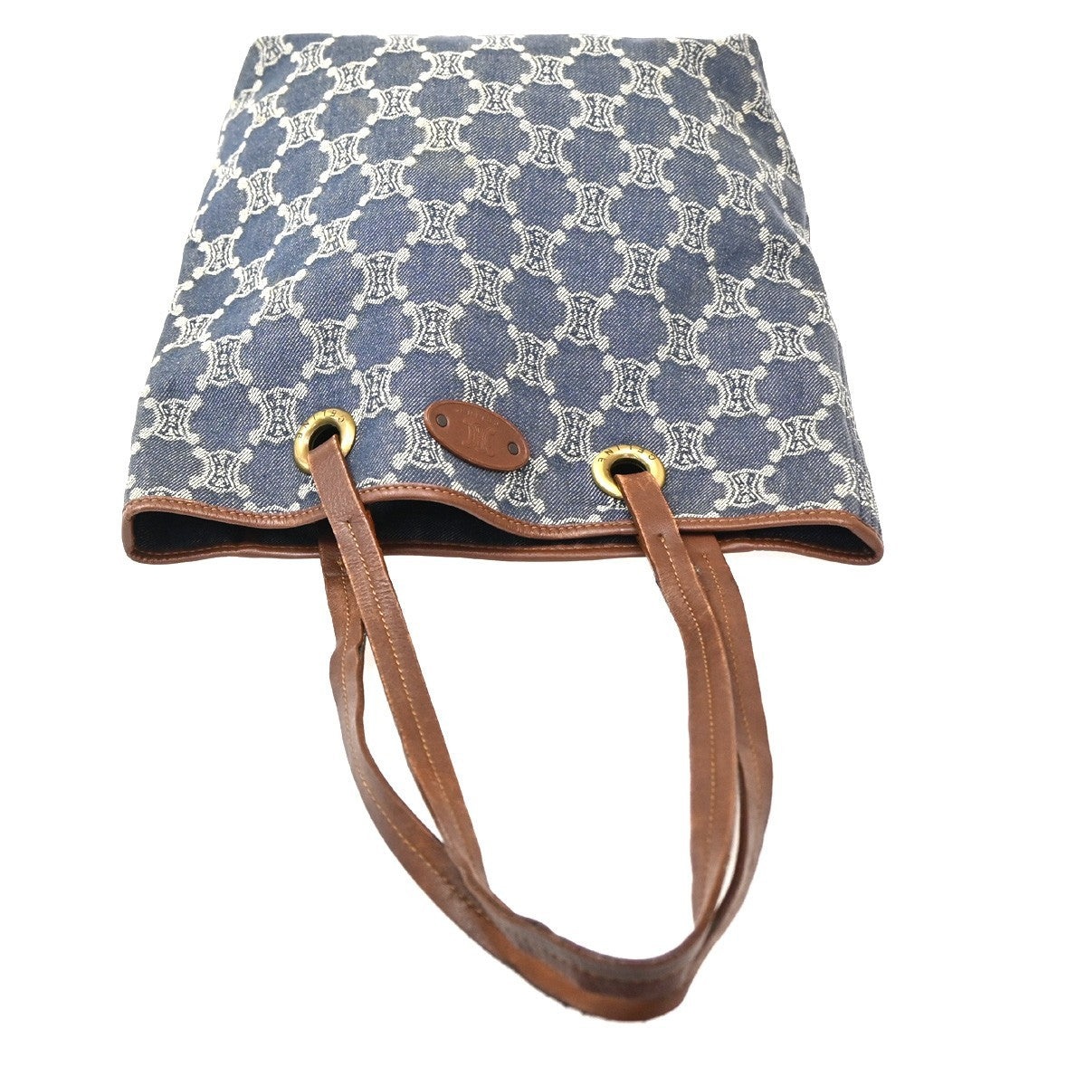 CELINE Logo Macadam Pattern Shoulder Bag Canvas Leather NY BN GHW Italy 66CA534