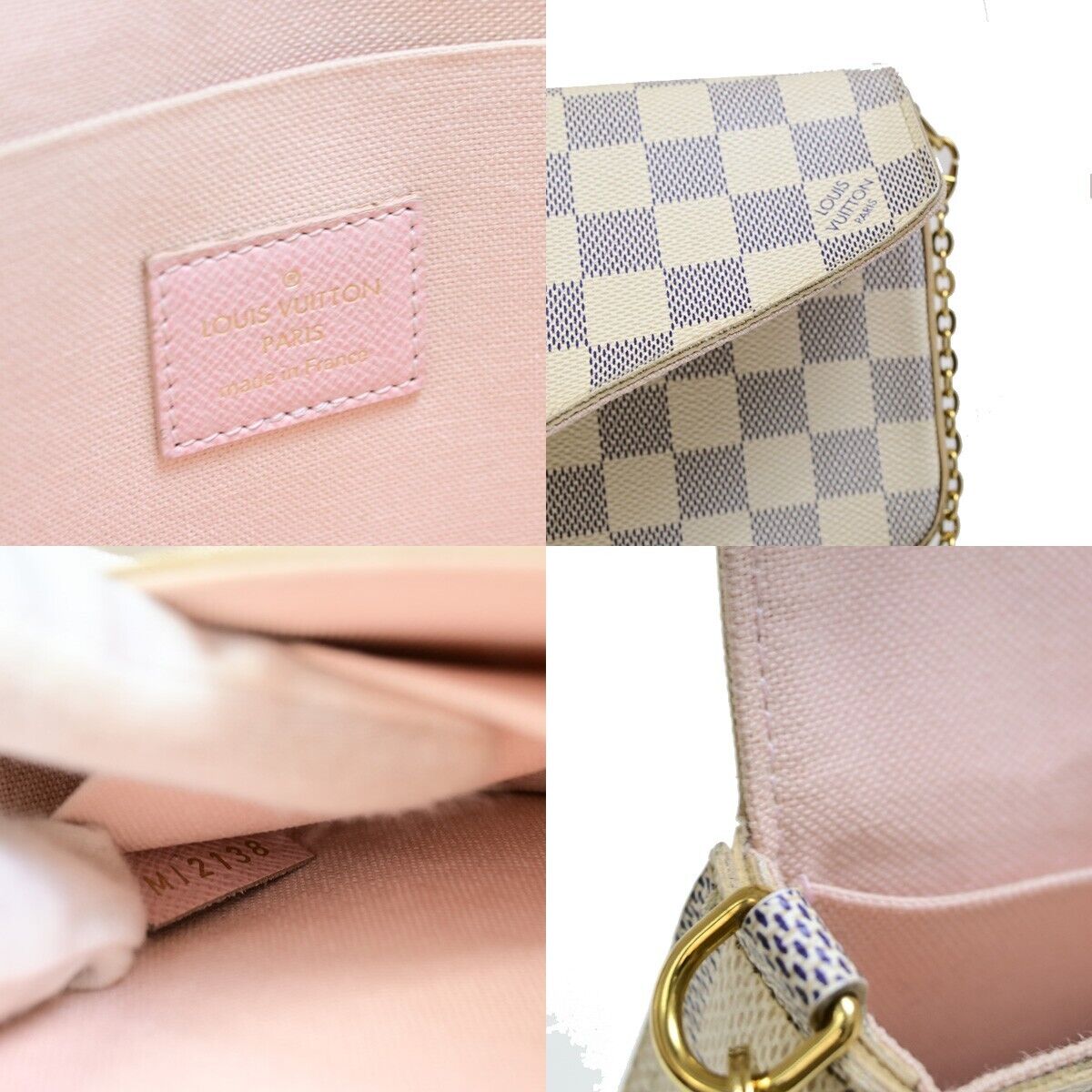 LOUIS VUITTON Felicie Pochette Chain Shoulder Bag Damier Azur WE N63106 99FB120
