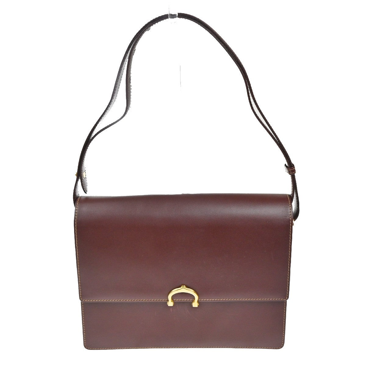 CARTIER Must Line Push lock Shoulder Bag  Leather Burgundy Red Italy GHW 36TA553
