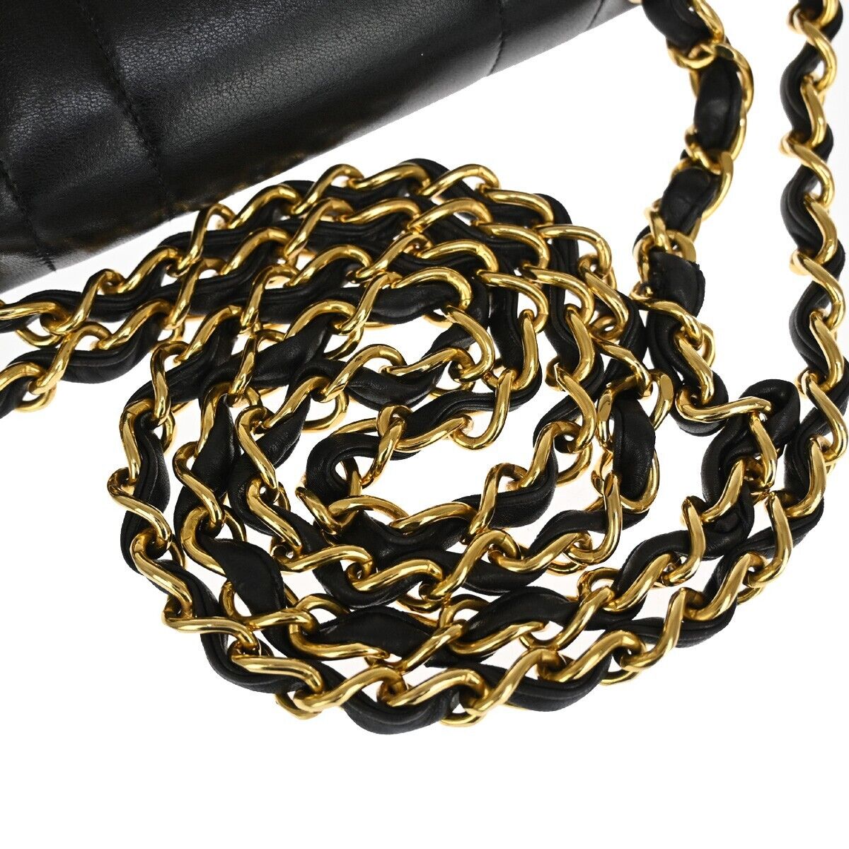 CHANEL CC Logo Mademoiselle 30 Chain Shoulder Bag Leather Black GHW 172RJ144