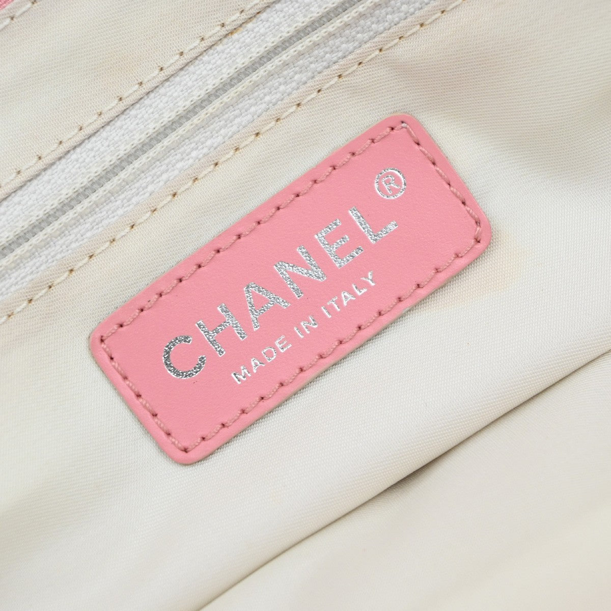 CHANEL CC Logo New Travel Line Shoulder Bag Nylon Leather Pink Italy 87EG406