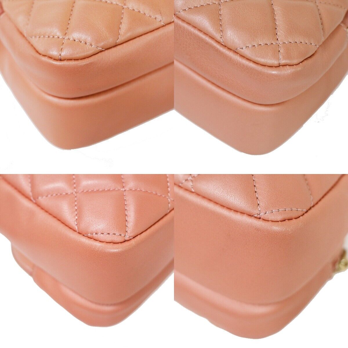 CHANEL CC Matelasse Mini Chain Shoulder Bag Leather Pink GHW Italy 323RH639