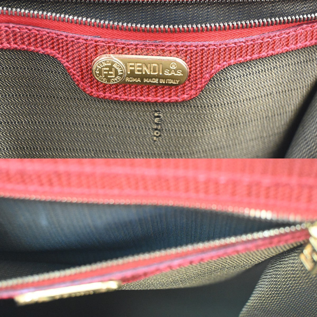 FENDI Logo FF 2way Shoulder Top Handle Bag Leather Red Italy 32CA965