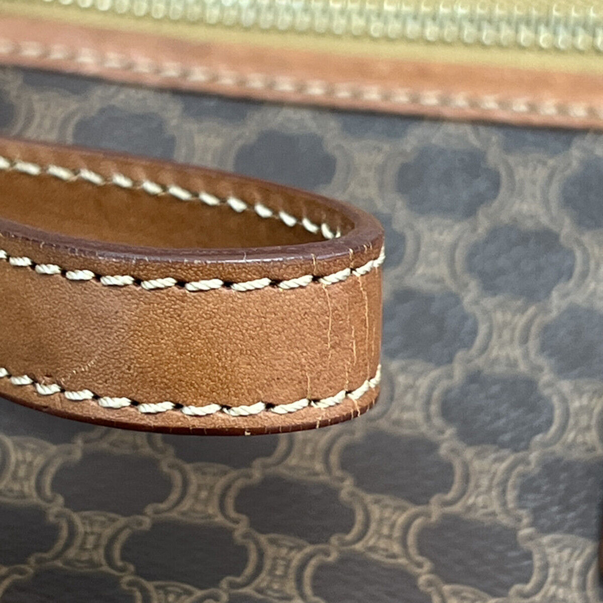 CELINE Logo Macadam Pattern Clutch Hand Bag PVC Leather Brown GHW Italy 02SJ190