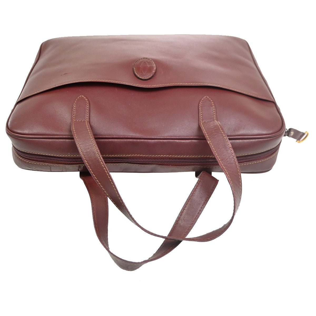 CARTIER Logo Must Line Shoulder Hand Bag Leather Red  Burgundy Italy 67MA134