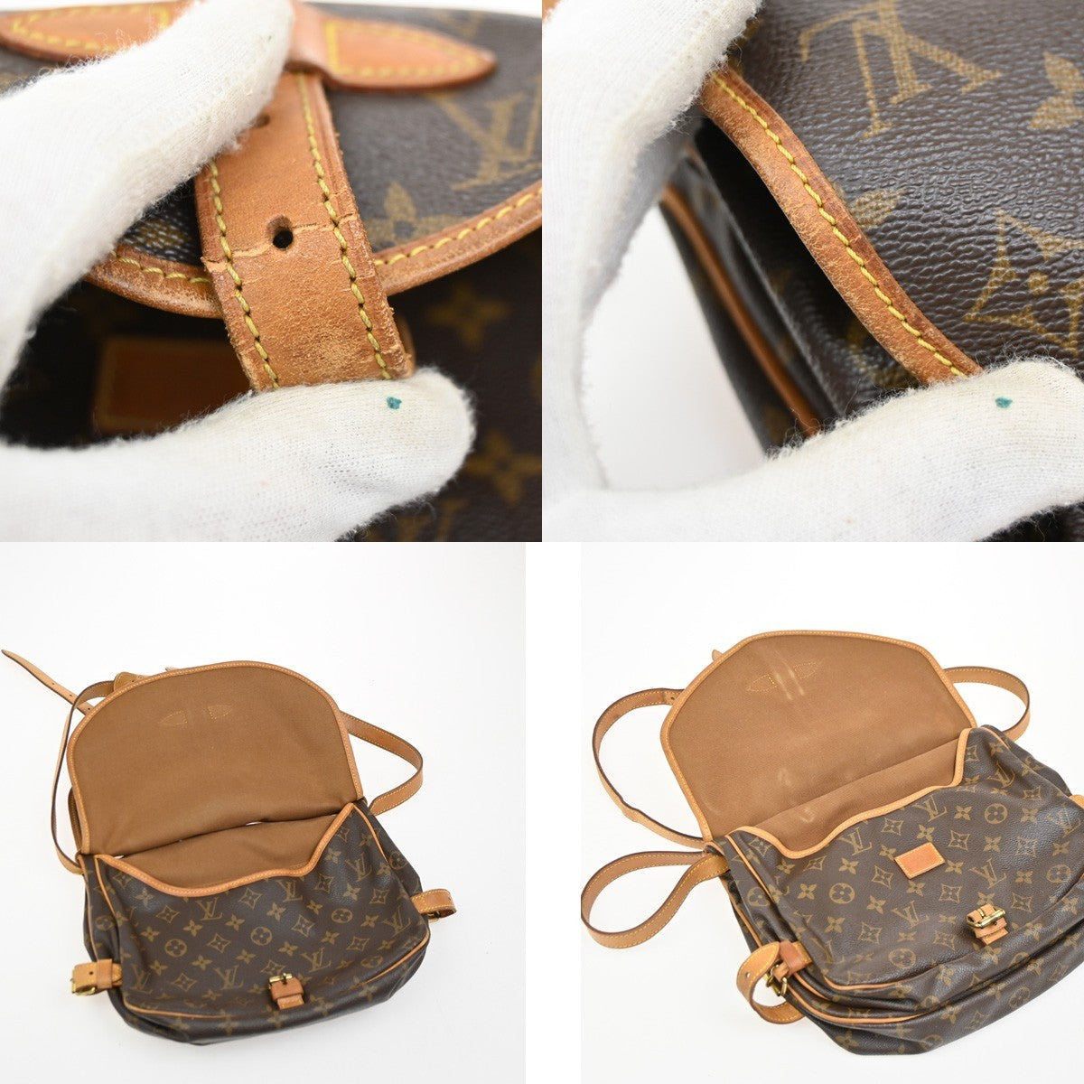 LOUIS VUITTON Logo Saumur 30 Shoulder Bag Monogram Leather Brown M42256 73DA259