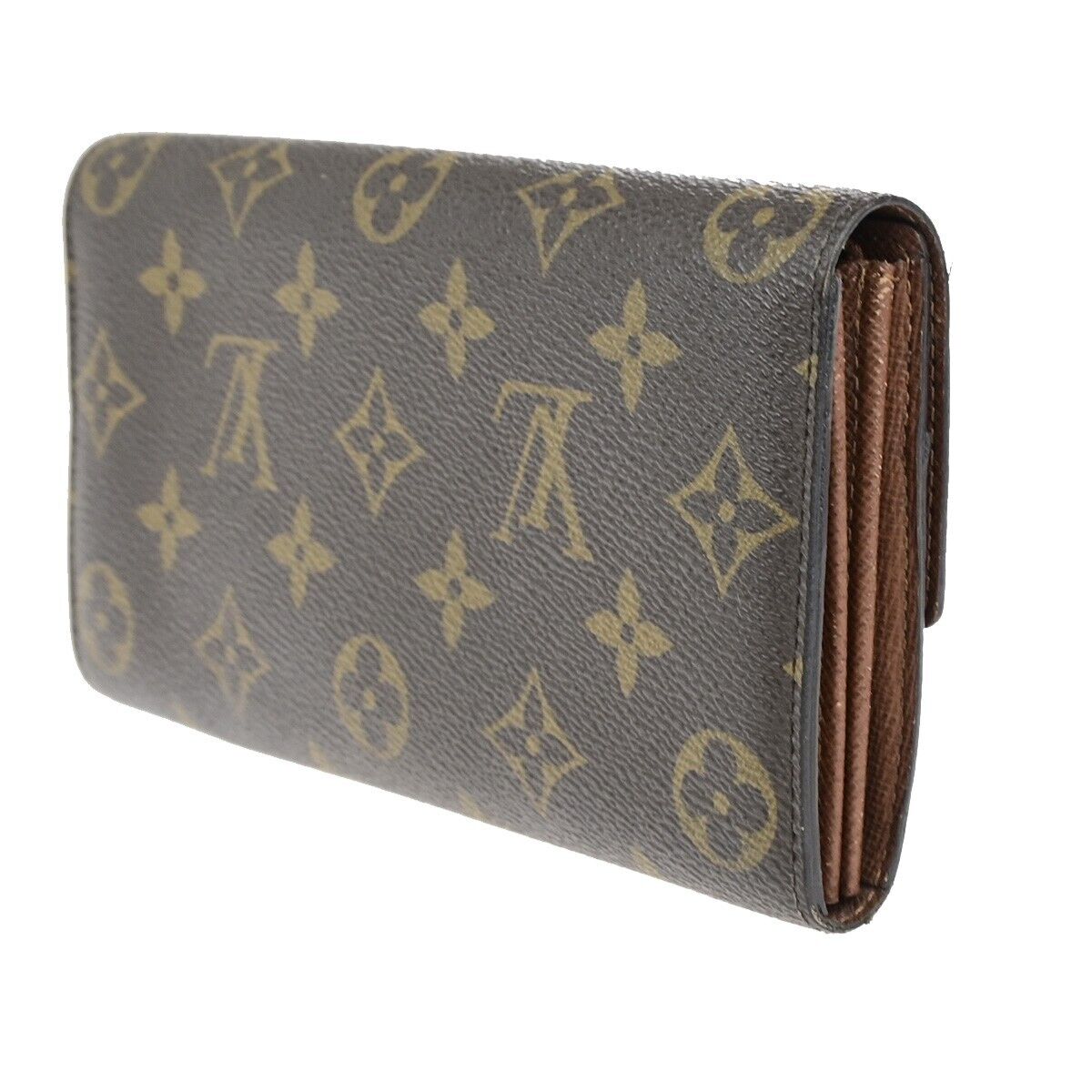 LOUIS VUITTON Logo Portefeuille Sarah Long Wallet Monogram Brown M61734 66EC976