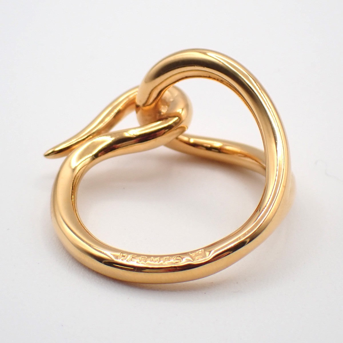 HERMES Logo Jumbo Scarf Ring Gold Accessories 04RL859