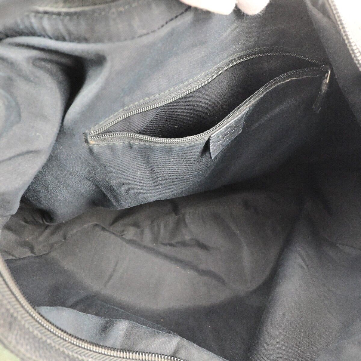 GUCCI Logo GG Pattern Shoulder Tote Bag Canvas Leather Green Black Italy 87EE030