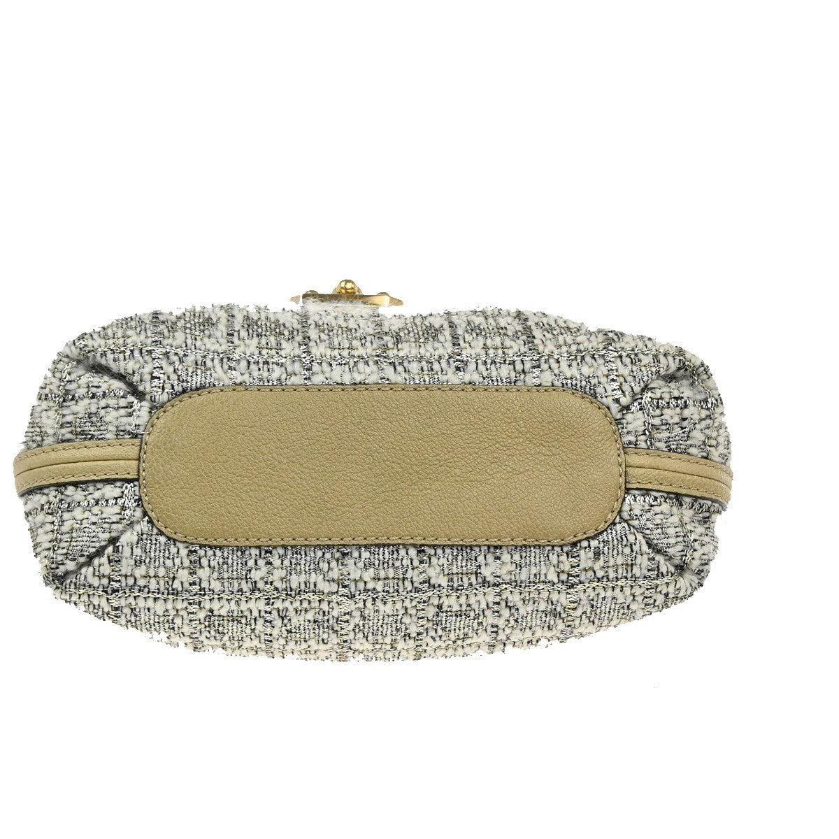 CHLOE Logo Elsie 2Way Shoulder Hand Bag Tweed Leather Beige GHW Italy 64KP549