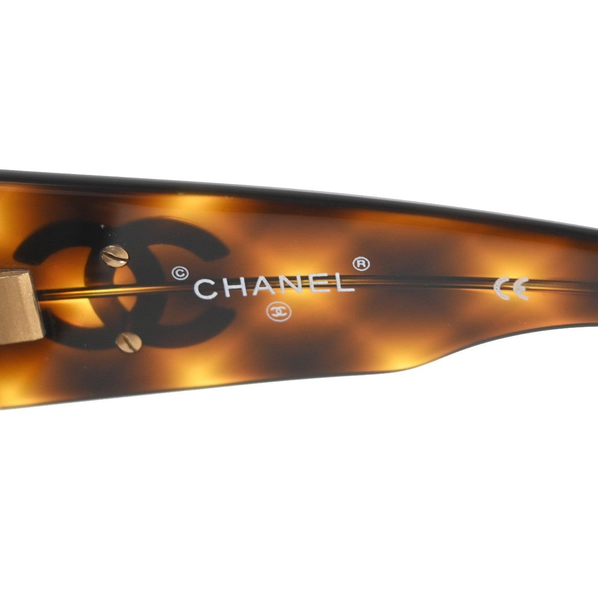 CHANEL CC Logo Sunglasses Eye Wear Plastic Brown GHW 01451 63RL897