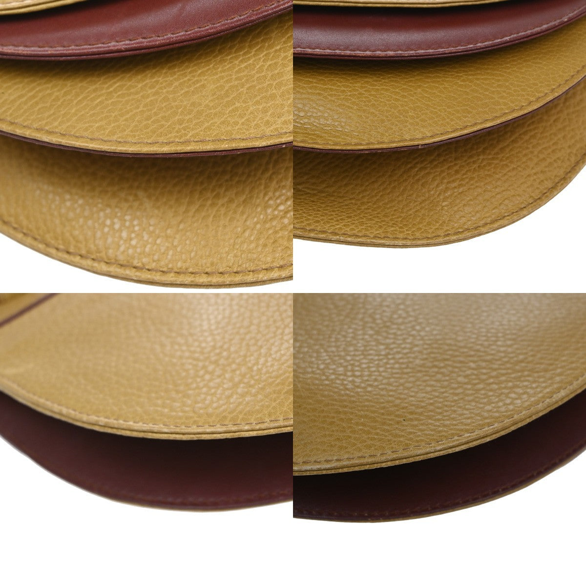 MUST DE CARTIER 2C Logo Trinity Bicolor Shoulder Bag Leather Yellow Red 38YJ118