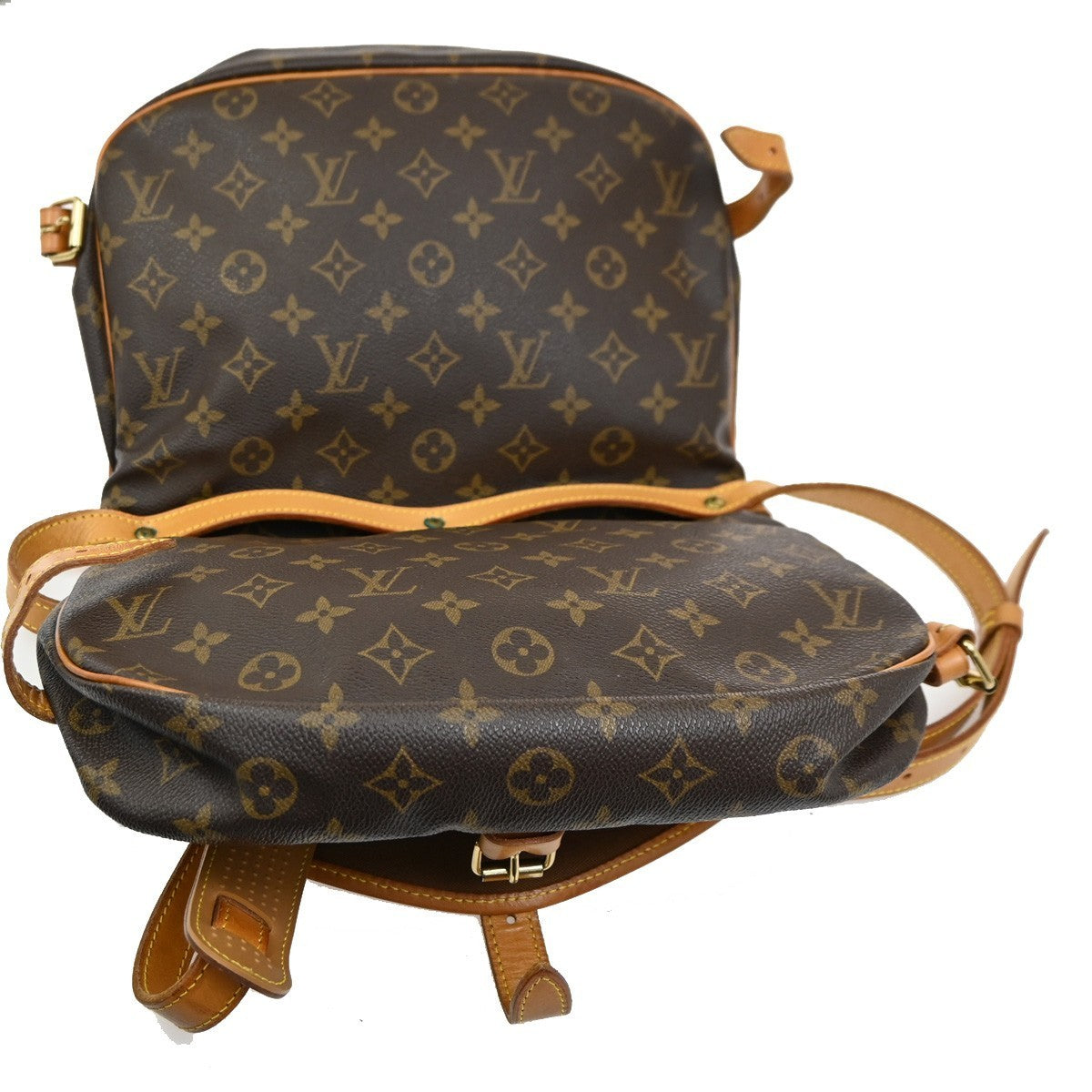 LOUIS VUITTON Logo Saumur 30 Shoulder Bag Monogram Leather Brown M42256 19CA490