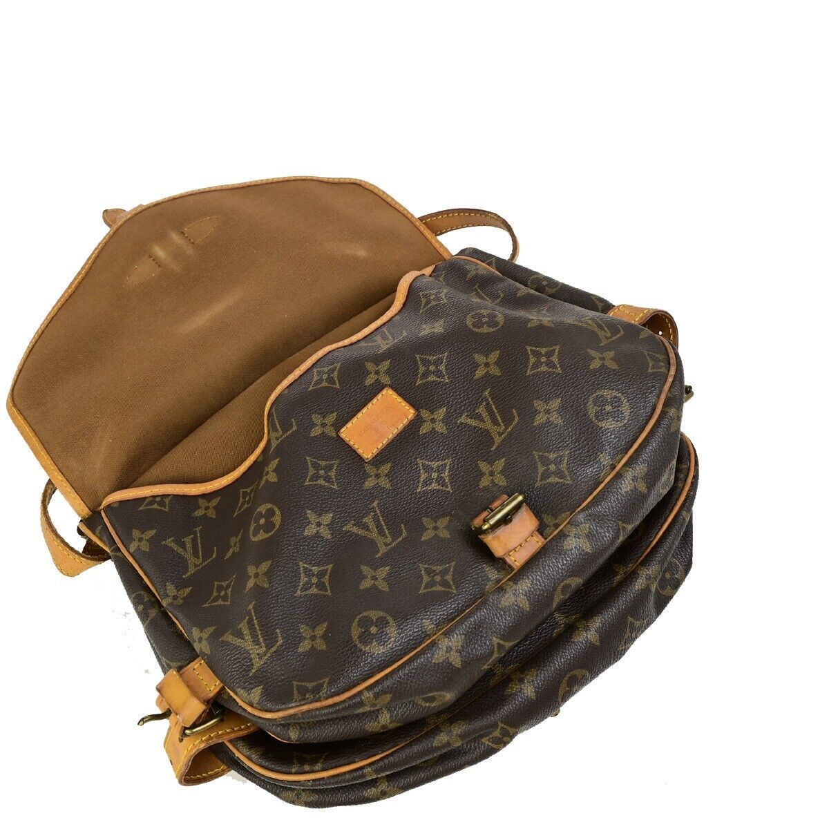 LOUIS VUITTON Logo Saumur 30 Shoulder Bag Monogram Leather Brown M42256 88ED062