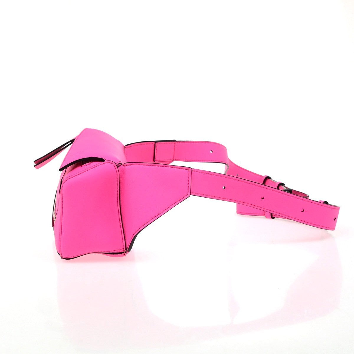 LOEWE Logo Puzzle Mini Body Shoulder Bag Leather Neon Pink SHW Spain 684RQ079