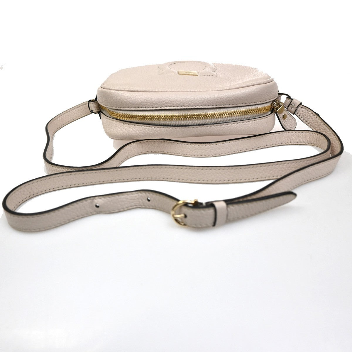SALVATORE FERRAGAMO Logo Gancini Mini Shoulder Bag Leather White GWH 38KC405