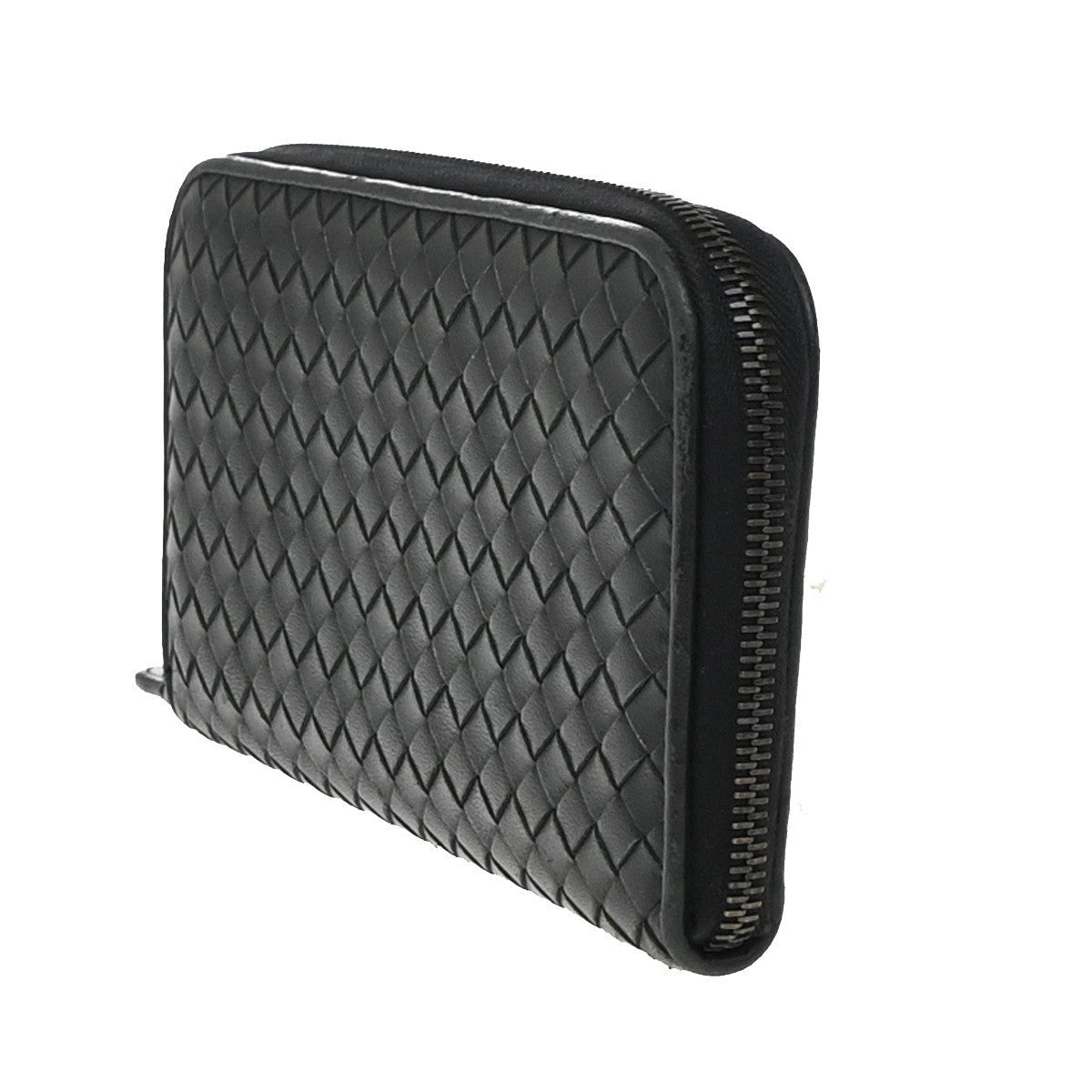 BOTTEGA VENETA Intrecciato Zipper Around Long Wallet Leather Black Italy 65KP223