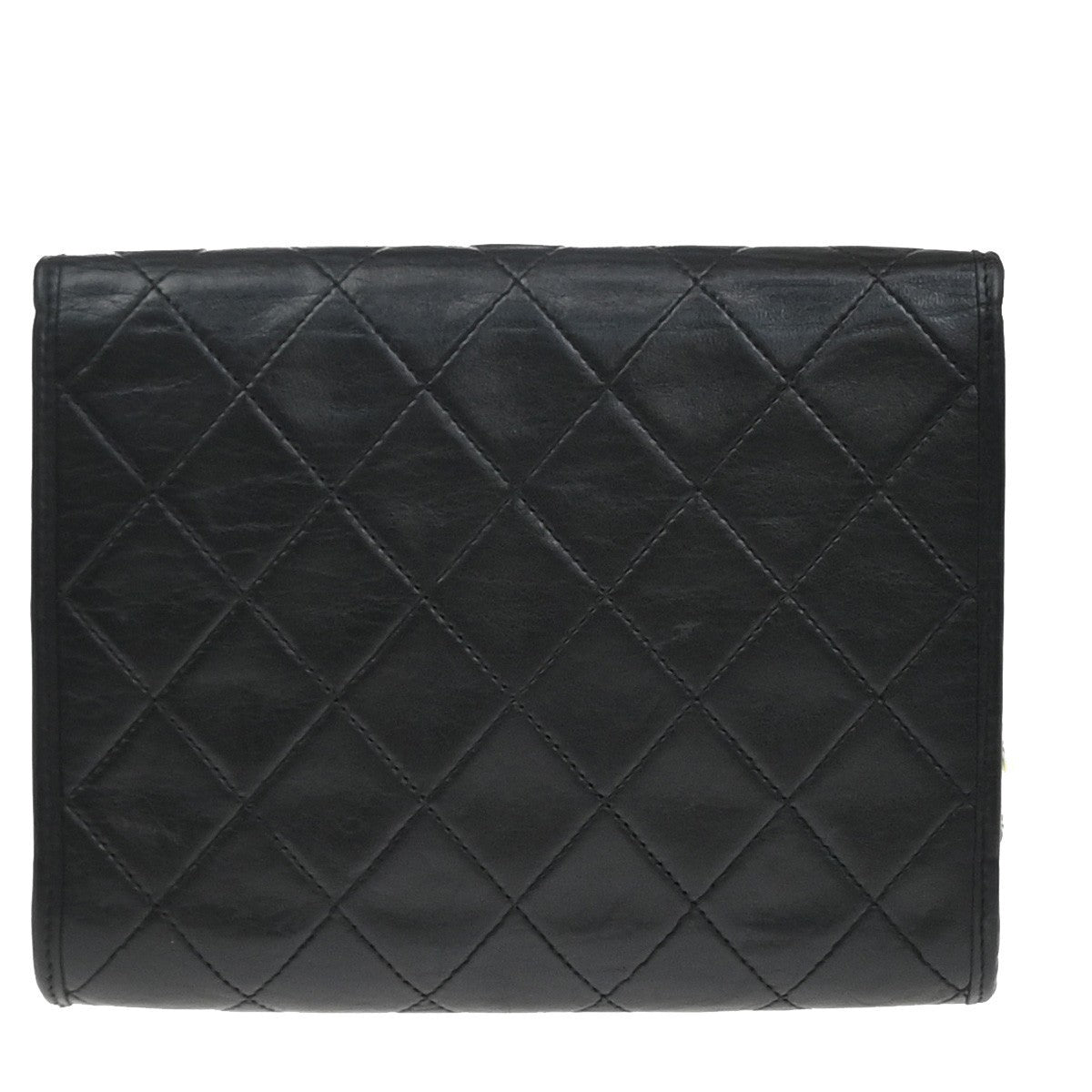 CHANEL CC Logo Mini Matelasse Chain Shoulder Bag Leather Black GHW 44RF695