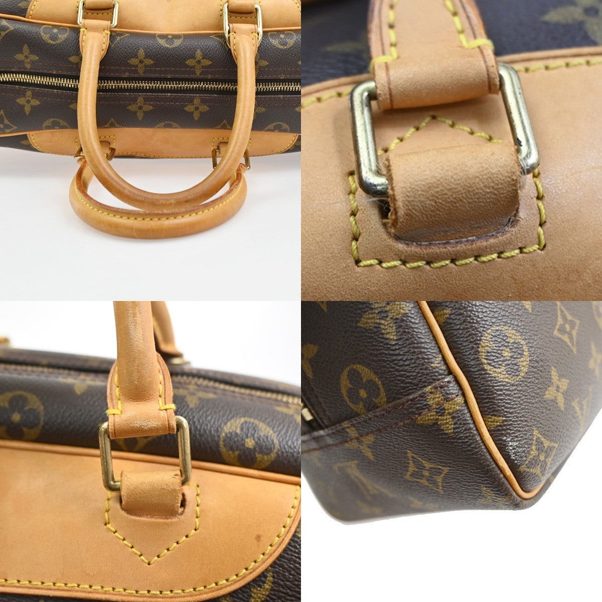 LOUIS VUITTON LV Logo Deauville Hand Bag Monogram Leather Brown M47270 84SA048