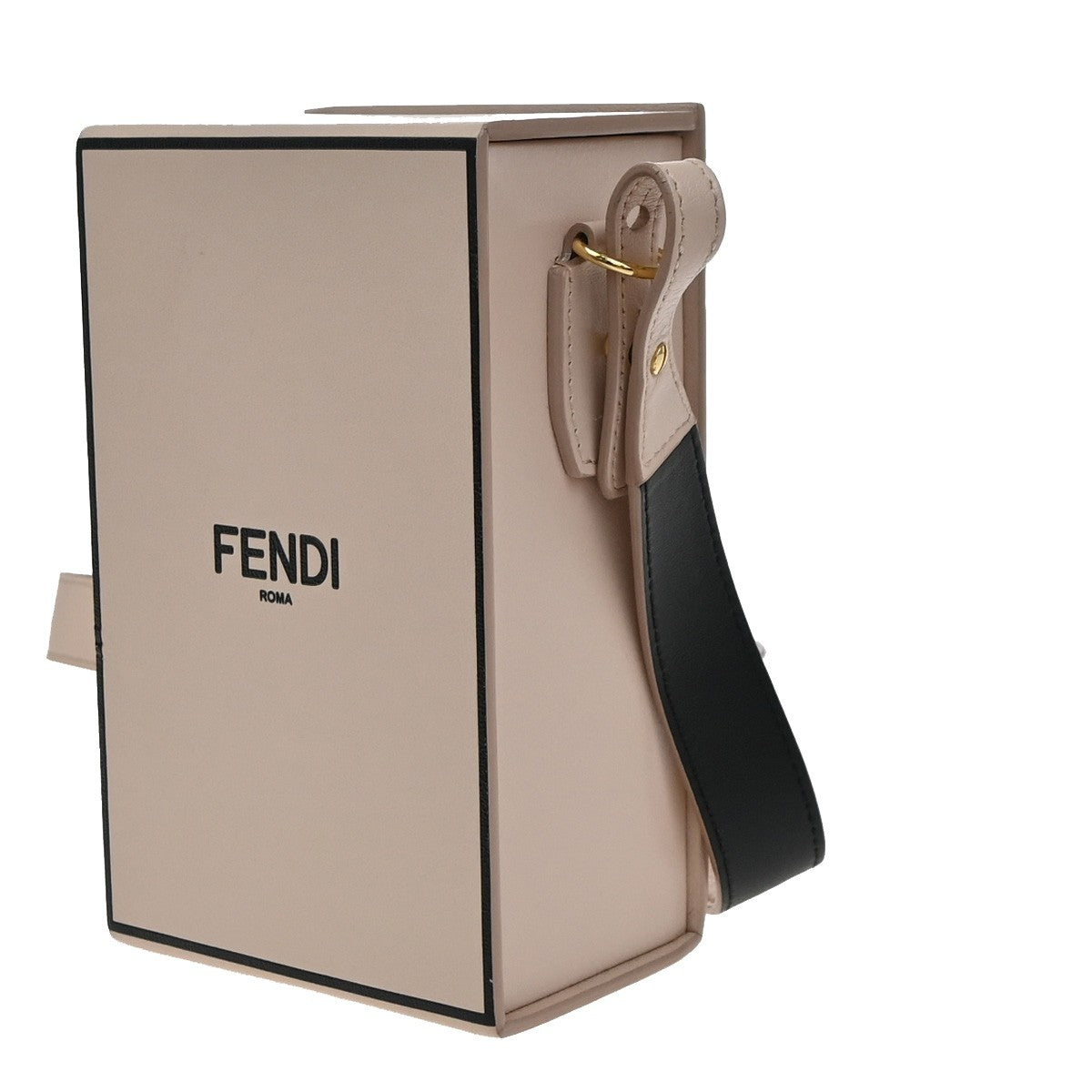 FENDI Logo Vertical Box Shoulder Bag Leather Pink GHW Italy 13RF862