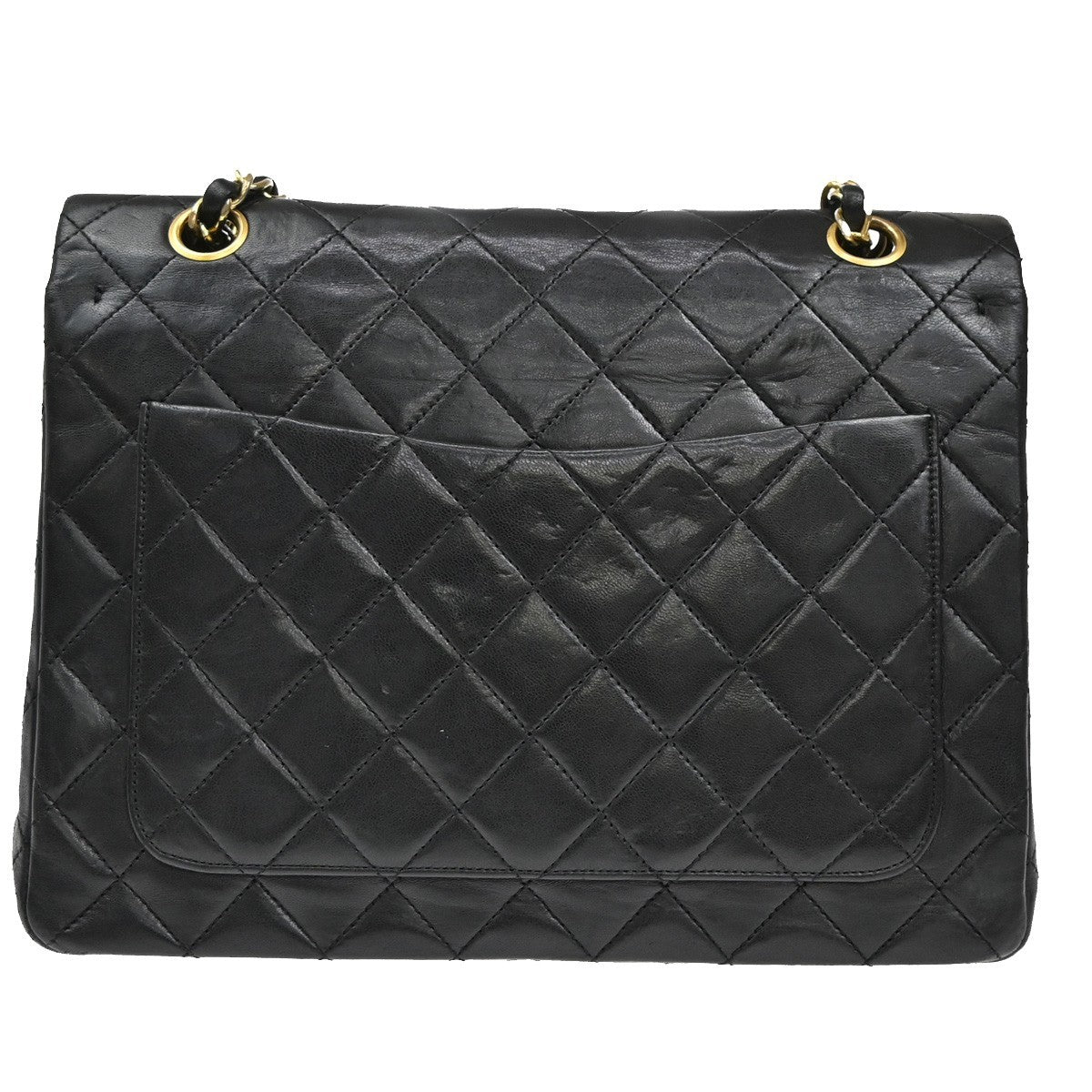CHANEL CC Matelasse 25 Double Flap Chain Shoulder Bag Leather Black GHW 357RL462
