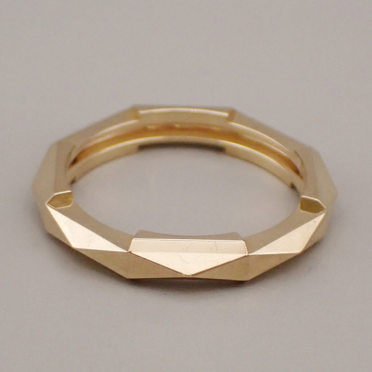GUCCI Logo Link To Studded Ring Au750 (18K) Size 22 Yellow Gold Italy 25RK868