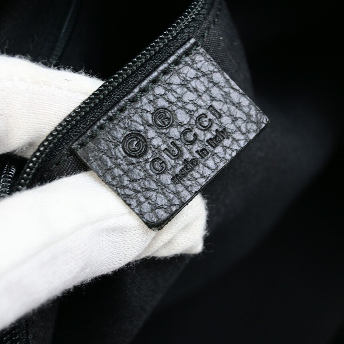 GUCCI Logo GG Pattern Shoulder Tote Bag Canvas Leather Black Italy 76FB351