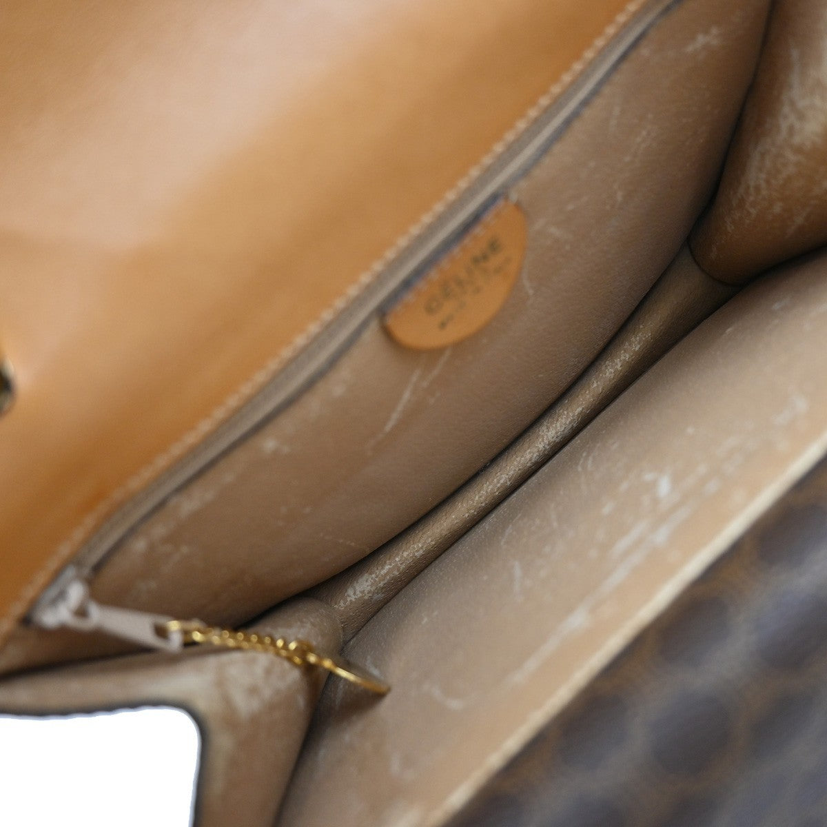 CELINE Logo Macadam Pattern Hand Bag PVC Leather Brown GHW Italy 67EF790