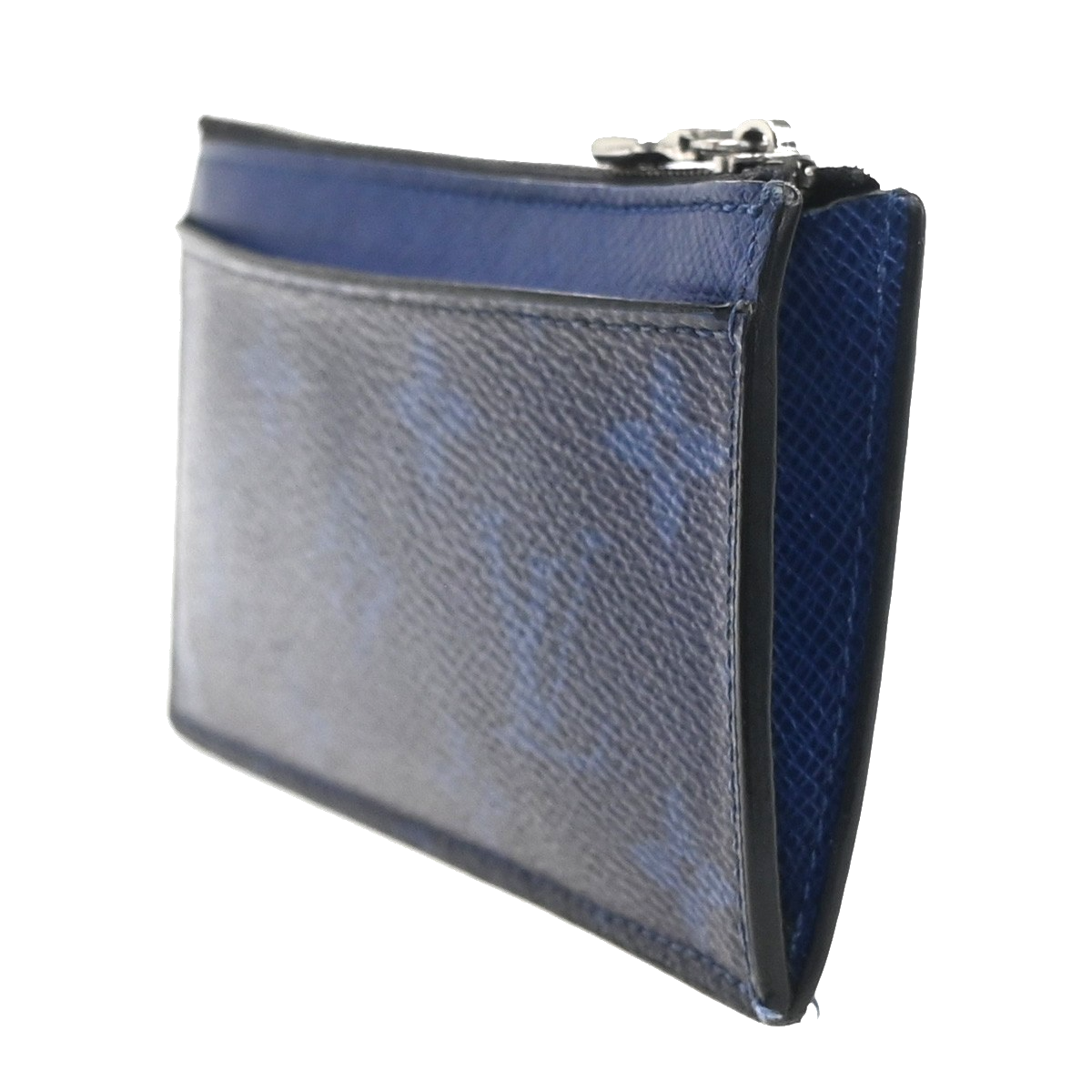 LOUIS VUITTON Logo Coin Card Case Taigarama Leather Cobalt Blue M30270 62KC703