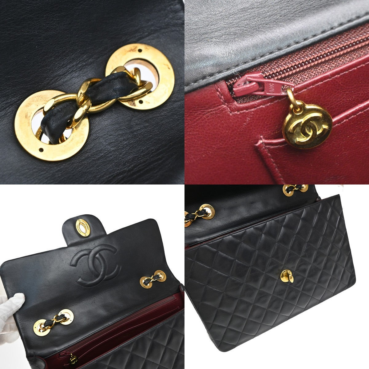 CHANEL Maxi Jumbo Matelasse 34 Chain Shoulder Bag Leather Black Vintage 849RF789