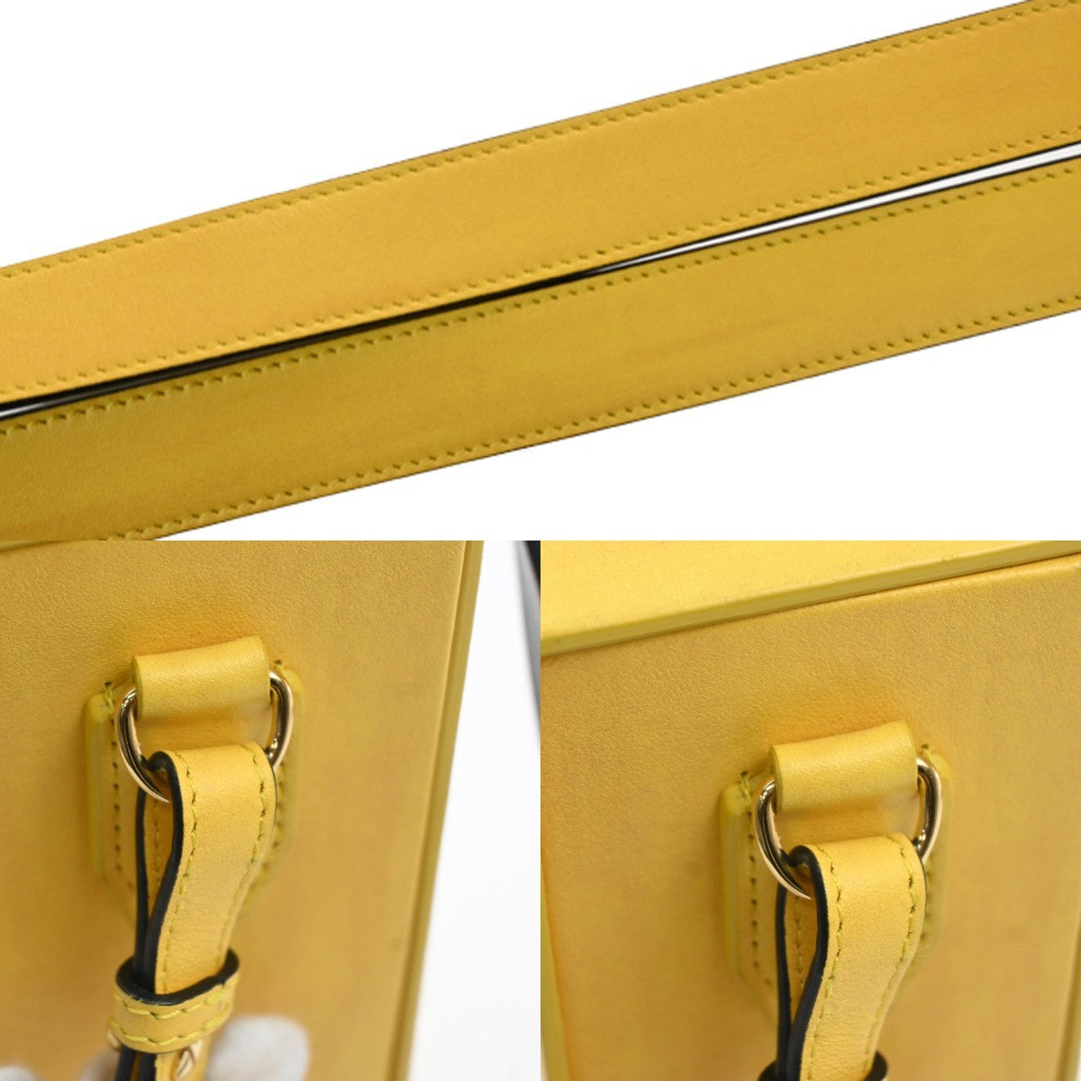 FENDI Logo Box Vertical Mini Shoulder Bag Leather Yellow GHW Italy 74YH947