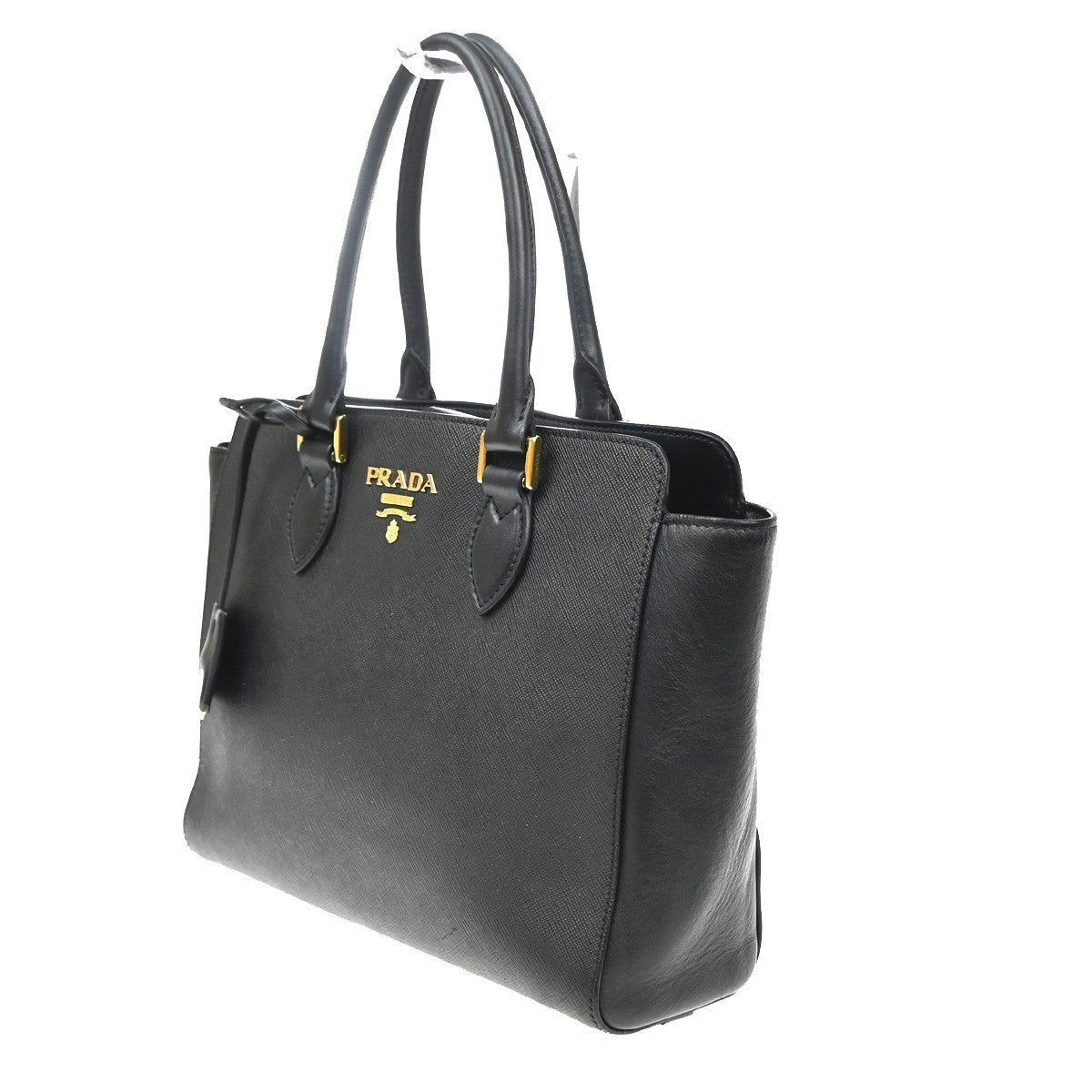 PRADA Logo Galleria Tote Hand Bag Saffiano Leather Black GHW 73PA039