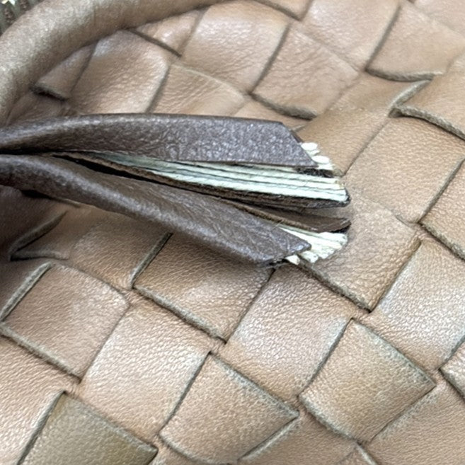 BOTTEGA VENETA Logo Intrecciato Shoulder Hand Bag Leather Beige Italy 59MA502