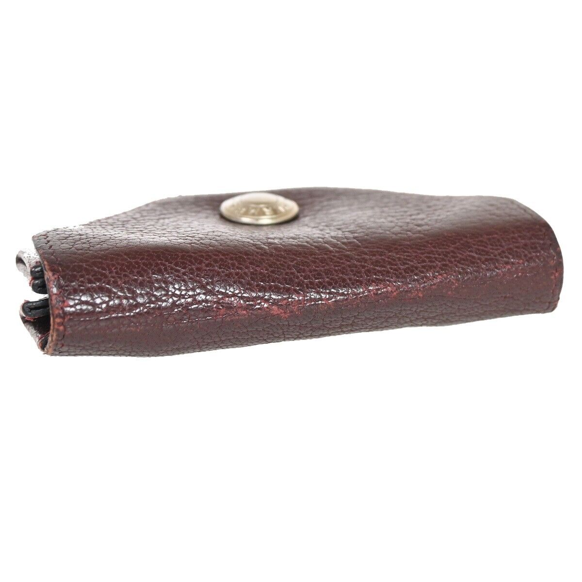 HERMES Logo Le Van Quatre Coin Case Wallet Leather Bordeaux France 01FA303