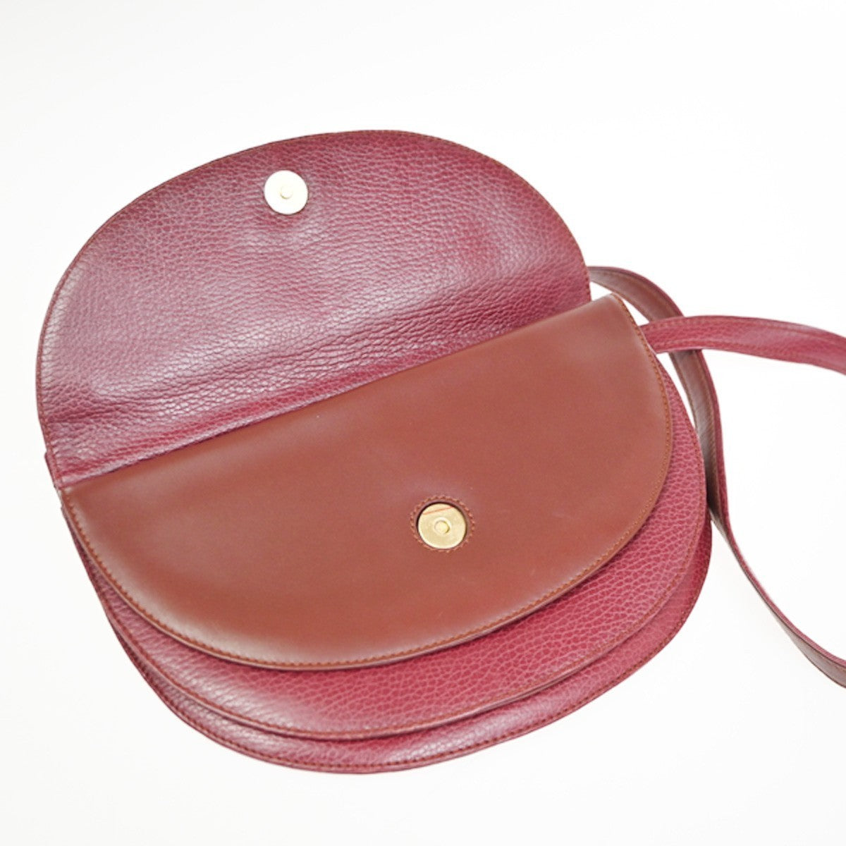 MUST DE CARTIER 2C Logo Shoulder Bag Leather Red GHW Spain 38CA704