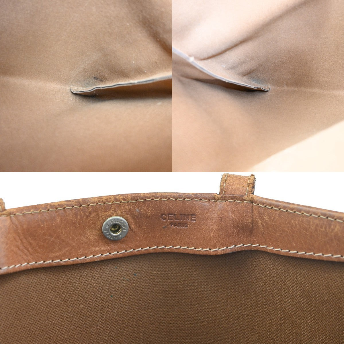 CELINE 2 Set Macadam Pattern Shoulder Bag PVC Leather Brown GHW 02TA450