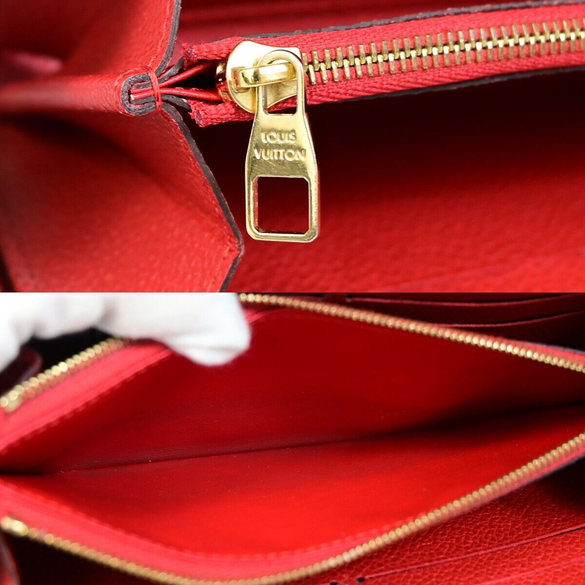 LOUIS VUITTON Clemence Long Bifold Wallet Monogram Empreinte Red M60169 31HB931