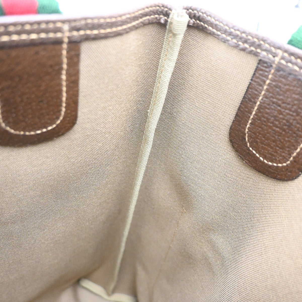 GUCCI Logo GG Sherry Line Shoulder Tote Hand Bag PVC Leather Beige Italy 69MA455