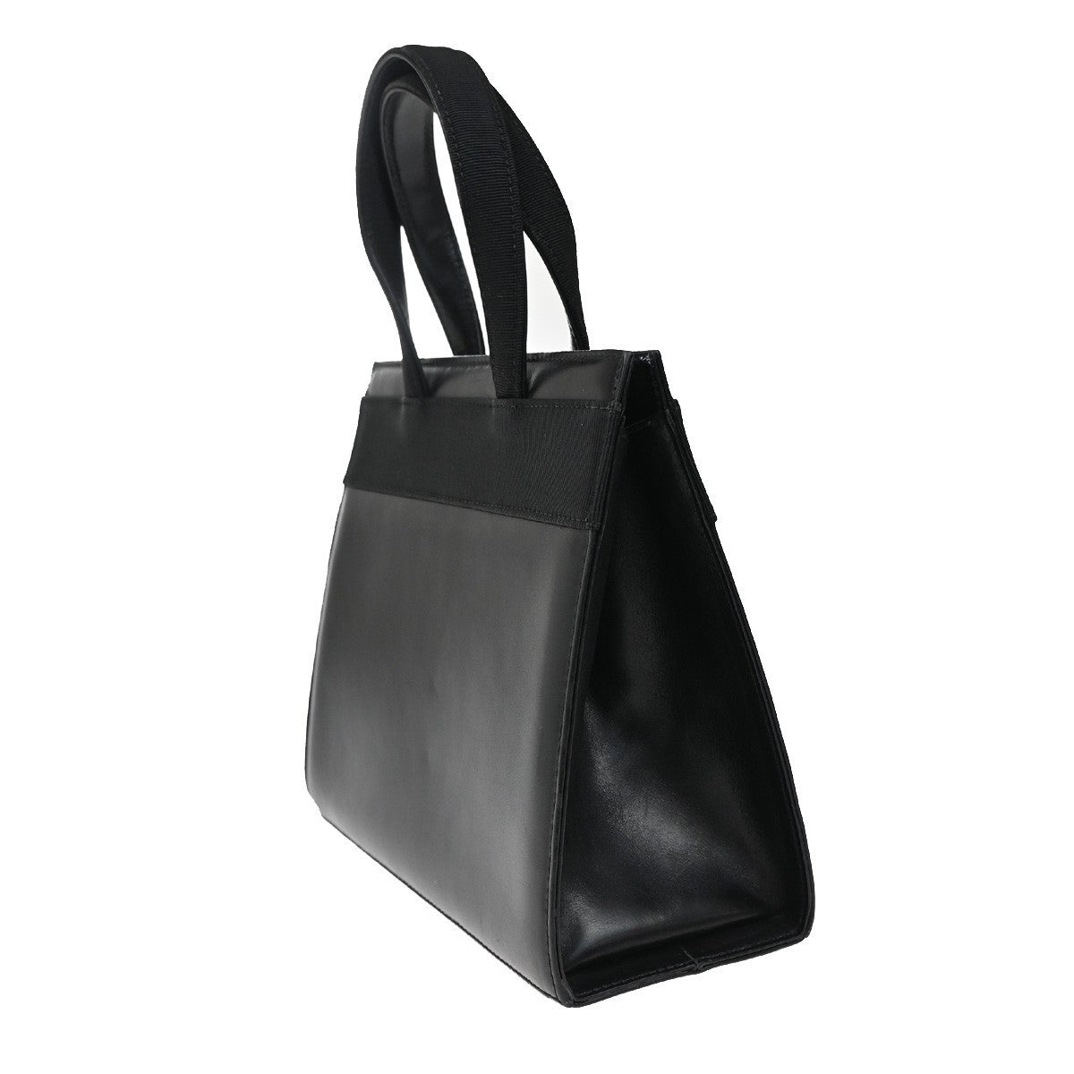 SALVATORE FERRAGAMO Logo Vara Hand Bag Leather Canvas Black GHW Italy 64KB165