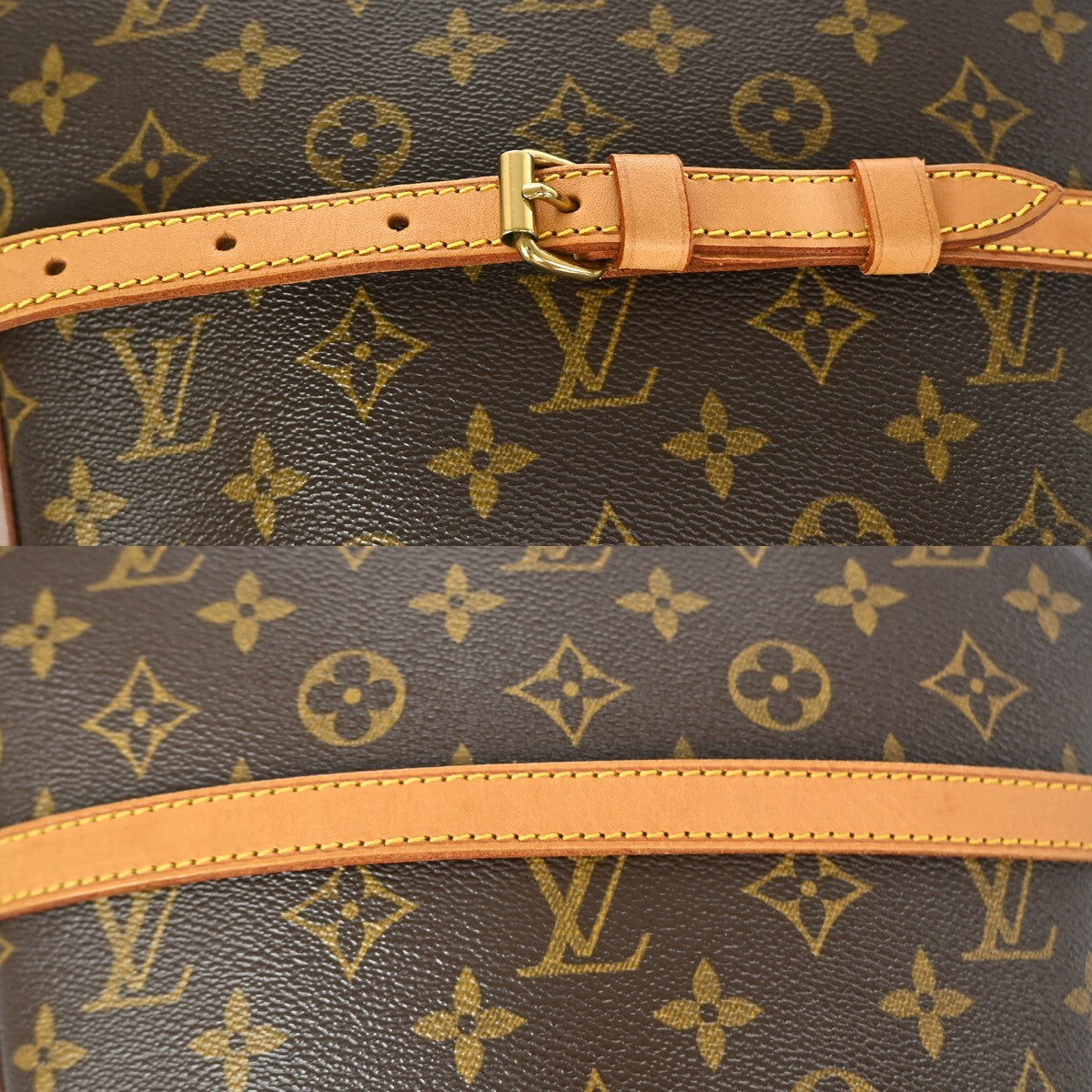 LOUIS VUITTON Logo Drouot Shoulder Bag Monogram Leather Brown M51290 99KB521