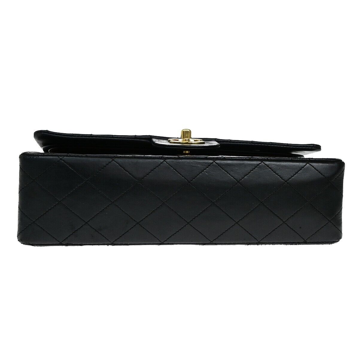 CHANEL CC Matelasse 25 Double Flap Chain Shoulder Bag Leather Black GHW 399RL022