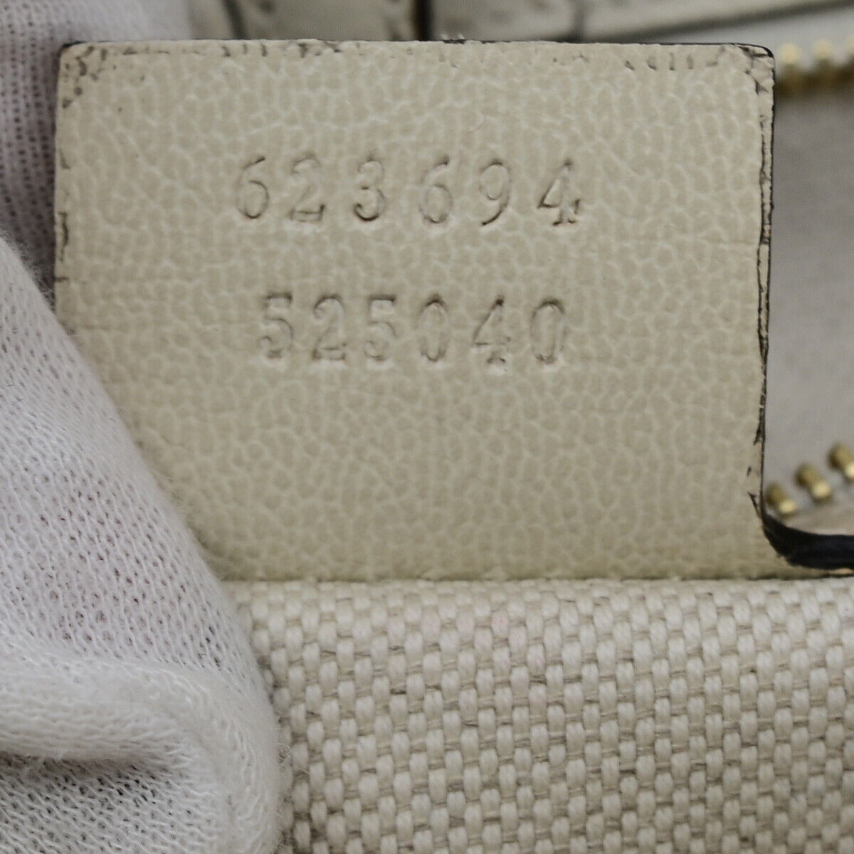 GUCCI Logo Horsebit GG Pattern Shoulder Bag Canvas Leather Brown White 20YG552