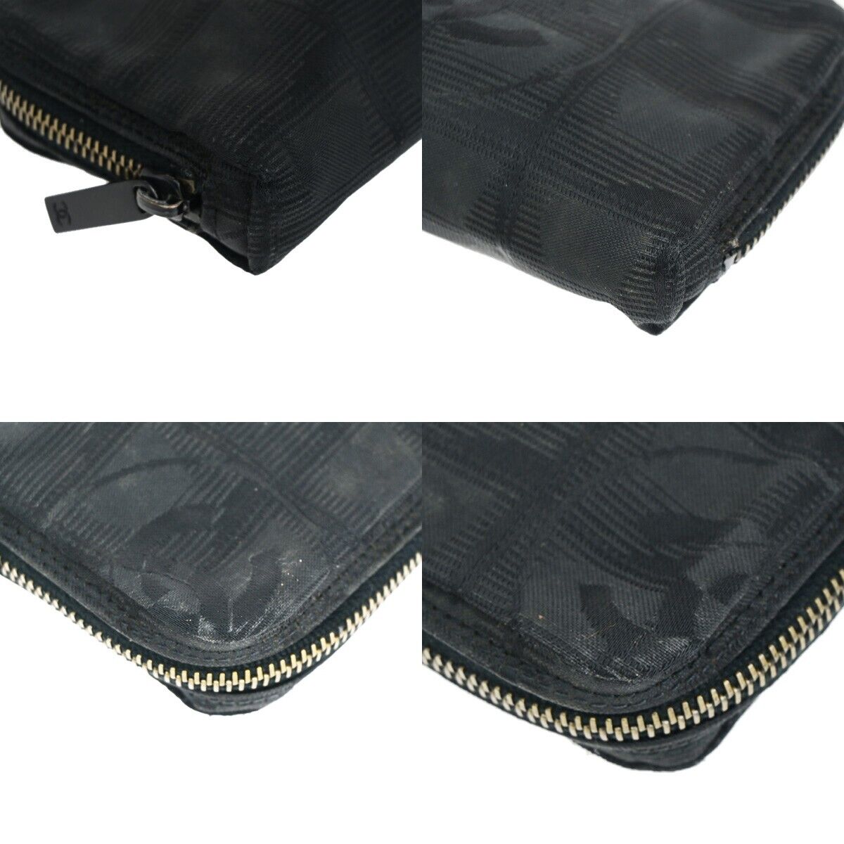 CHANEL CC Logo New Travel Line Mini Pouch Bag Jacquard Black France 02EB271