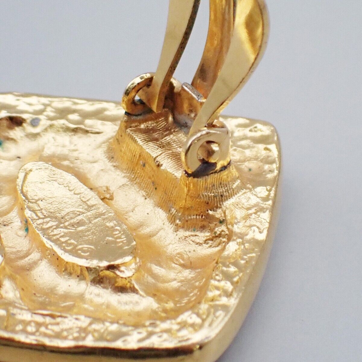 CHANEL CC Logo Diamond Shape Earrings Clip-On Gold GHW France Vintage 34YG565