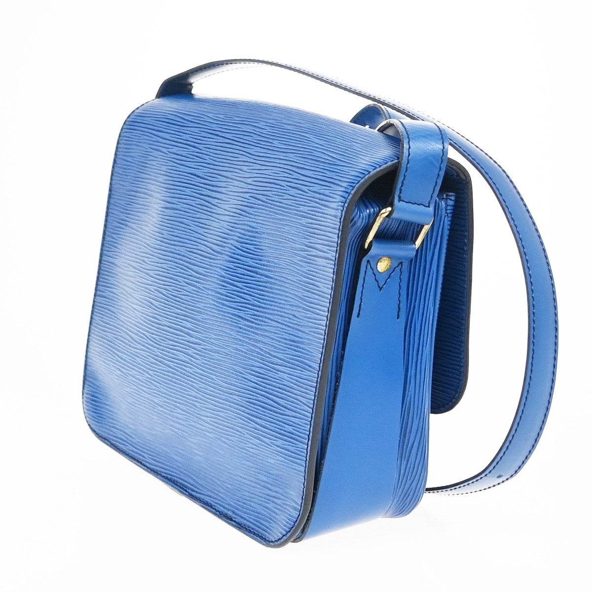 LOUIS VUITTON LV Cartouchiere Shoulder Bag Epi Leather Blue Gold M52245 77YJ046