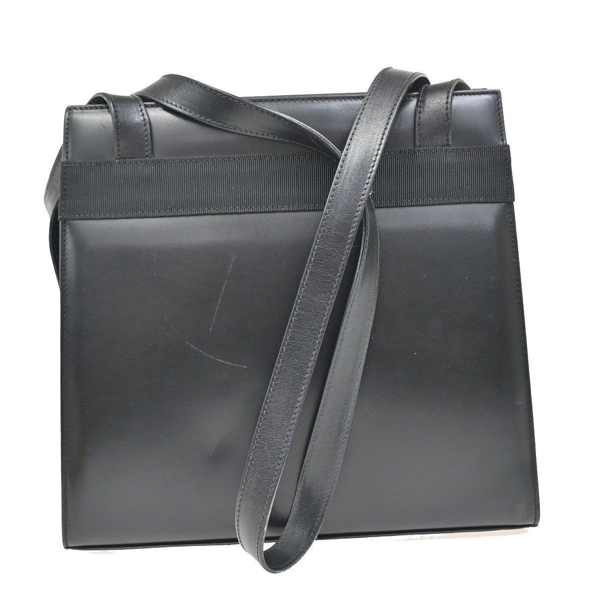 SALVATORE FERRAGAMO Logo Vara Shoulder Bag Canvas Leather Black Italy 65EF878