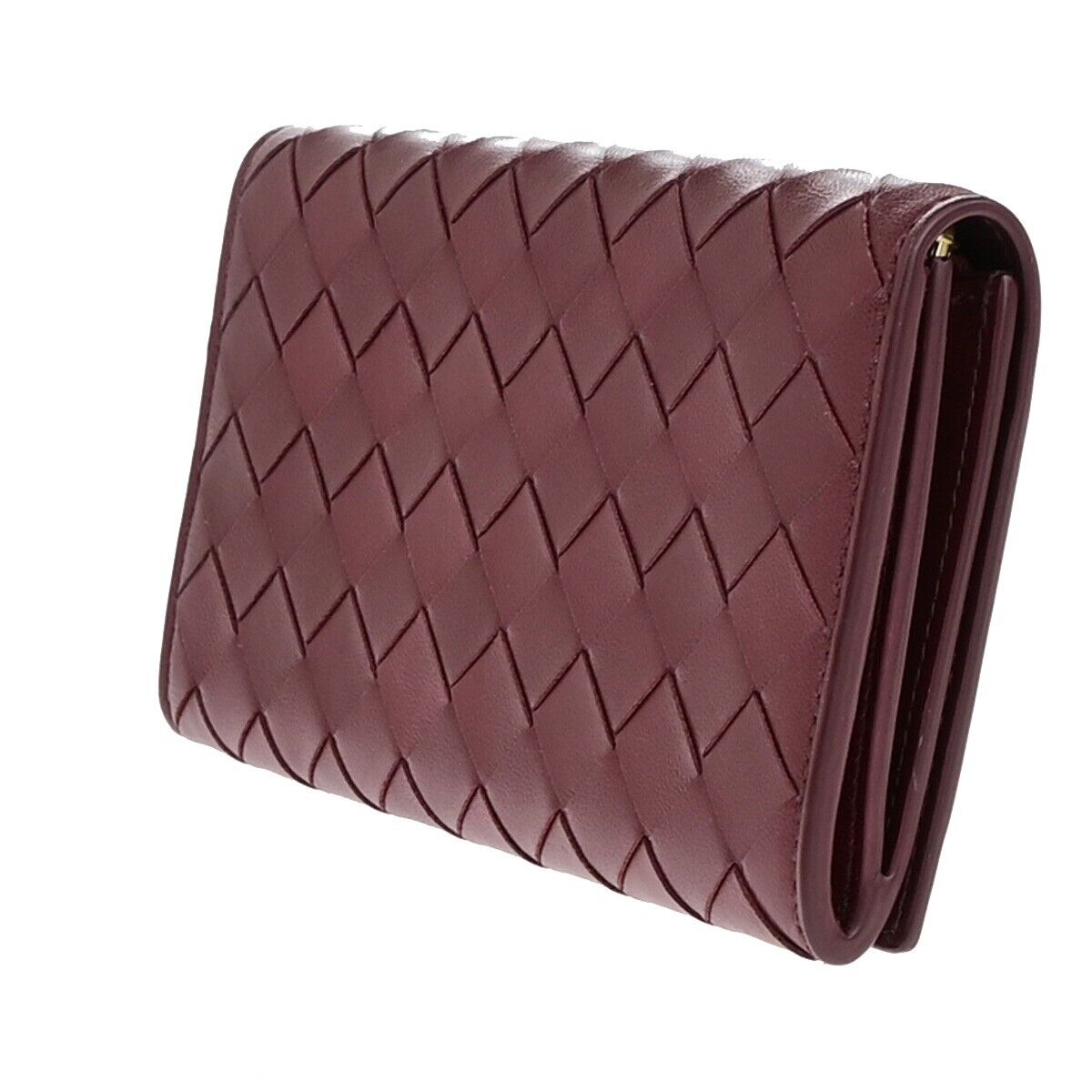 BOTTEGA VENETA Logo Intrecciato Long Bifold Wallet Leather Bordeaux GHW 39EC663